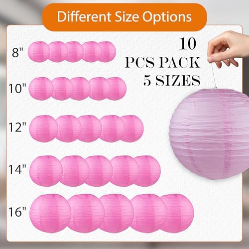 WYZworks Round Paper Lanterns 10 Pack Red 16 Inch
