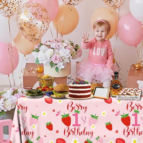 Berry First Birthday Tablecloth Set 3pcs for Girl Baby Shower