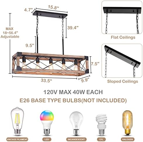 Bribyit Farmhouse Kitchen Island Lighting 5 Light Chandelier