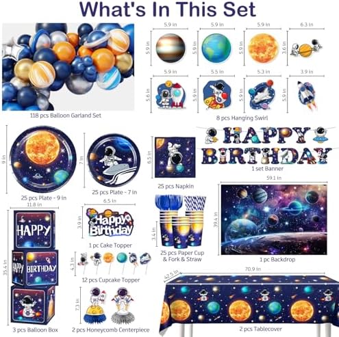 296PCS Space Themed Party Decorations Set