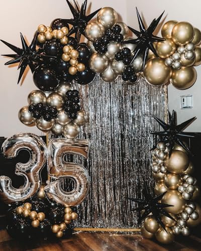 Black Star Balloons Set 6Pcs 22Inch 10Pcs 10Inch