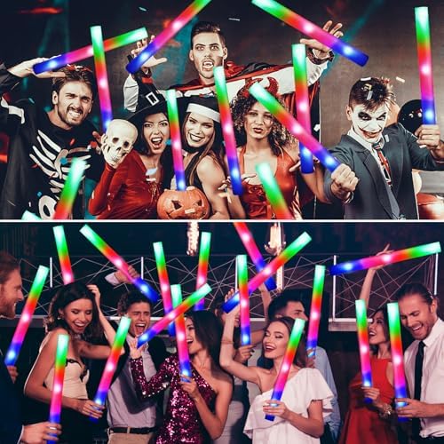OLUPP 124 PCS Foam Glow Sticks with 3 Modes