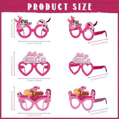 32 Pcs Pink Cowgirl Paper Glasses Party Favors