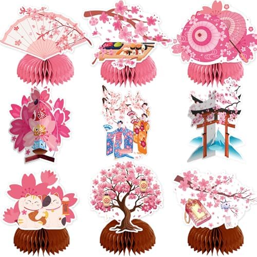 Cherry Blossom Honeycomb Centerpieces 9PCS for Party Decorations