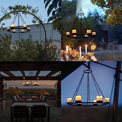 Outdoor Solar Chandelier with 7 Votive Lights