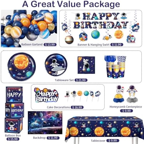 296PCS Space Themed Party Decorations Set