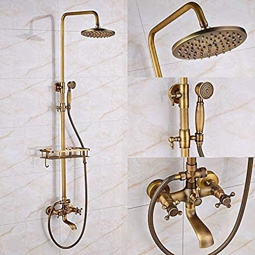 Antique Brass Showers Head with Storage Basket and Swivel Spout