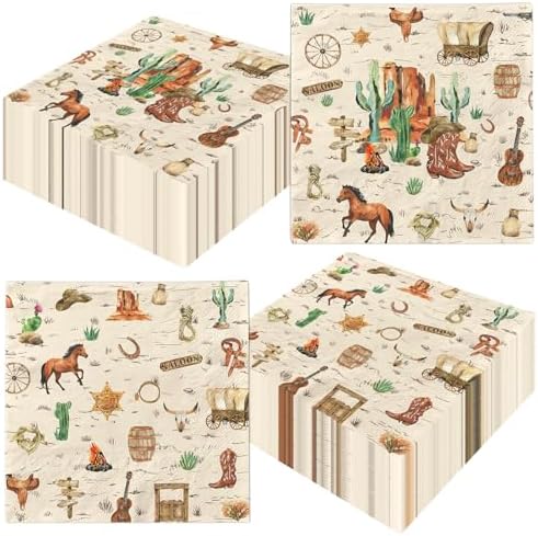 40 Pcs Western Cowboy Paper Napkins for Birthday Parties