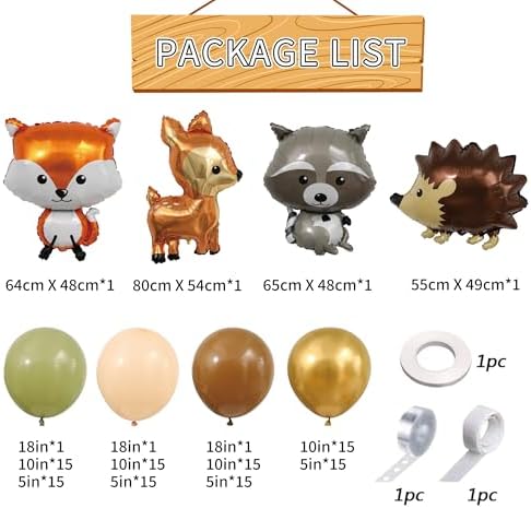BoKin Cute Woodland Animal Balloon Arch 127Pcs Set