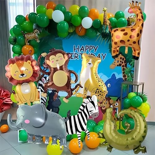 7pcs Jungle Safari Animal Balloons for Birthday Party Decor