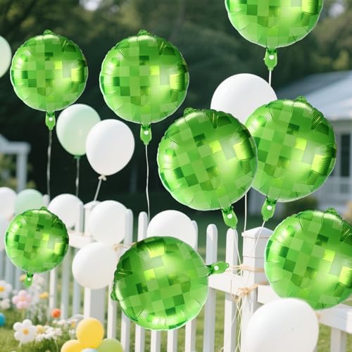 8pcs Pixel Balloons 18 Inches Green Party Decorations