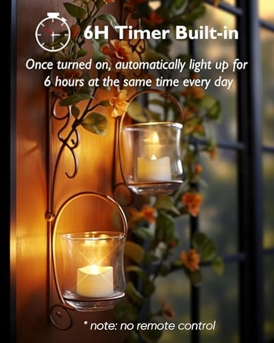 Homemory Timer Tea Lights Candles Battery Operated 12-Pack