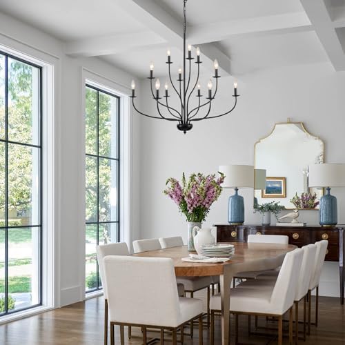 Black Chandelier 12 Light Modern Farmhouse Design
