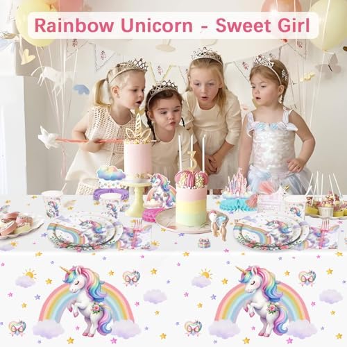 175Pcs Unicorn Birthday Decorations Plates Set