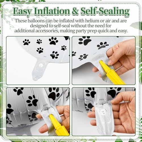 12 Pcs 18 Inch Dog Paw Print Foil Balloons