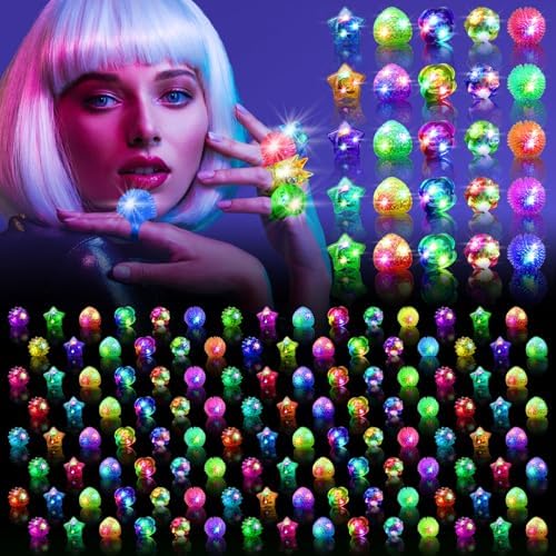 200 Pack LED Light Up Rings for Party Favors