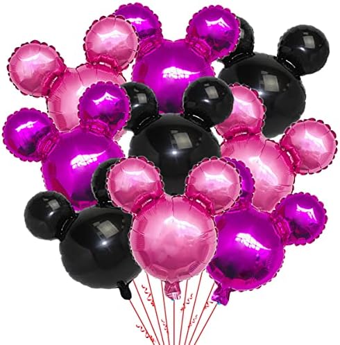 9Pcs Pink Mouse Foil Balloons Cartoon Party Decoration