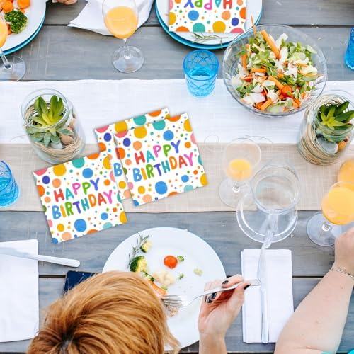 50PCS Happy Birthday Paper Napkins for Parties and Events
