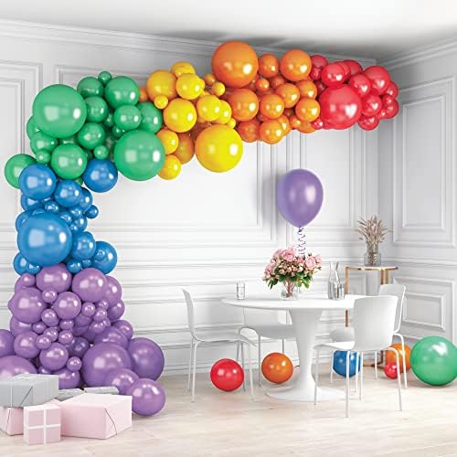 HOUSE OF PARTY Rainbow Balloon Arch Kit 135 Pcs 16 Inch