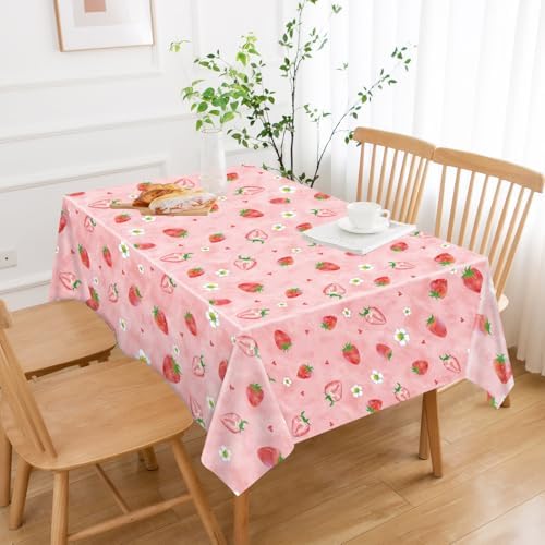 4 Pcs Strawberry Tablecloth Party Decor 86x51 Inch