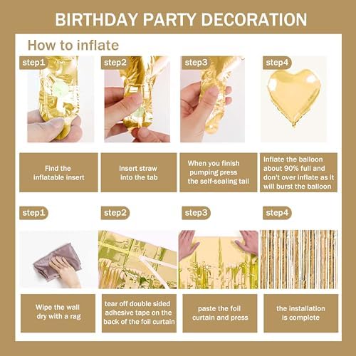 Engagement Party Decor Kit Gold White Balloons