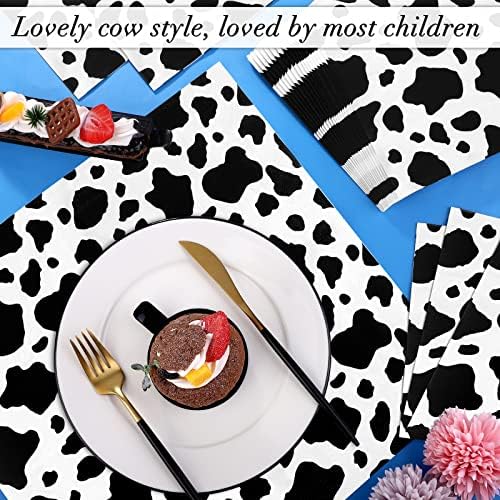 Durony 100 Pack Cow Print Table Napkins 3-Layer Farm Animal Party Supplies