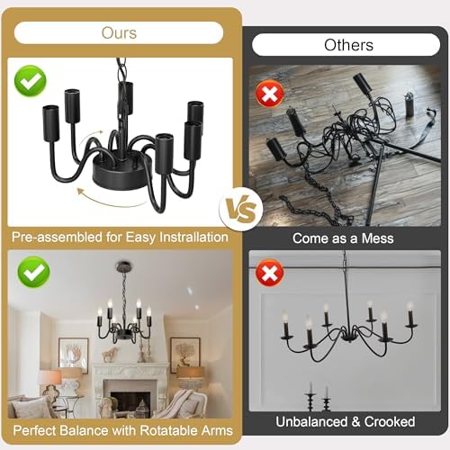 Hansang Black Chandelier with Adjustable Rope