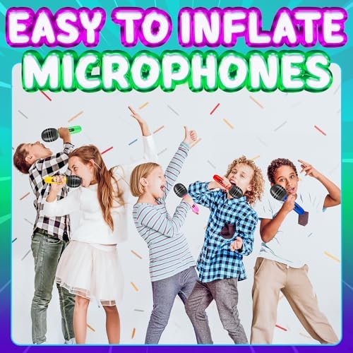 24 Pack Inflatable Microphones Neon Colors 10 Inch