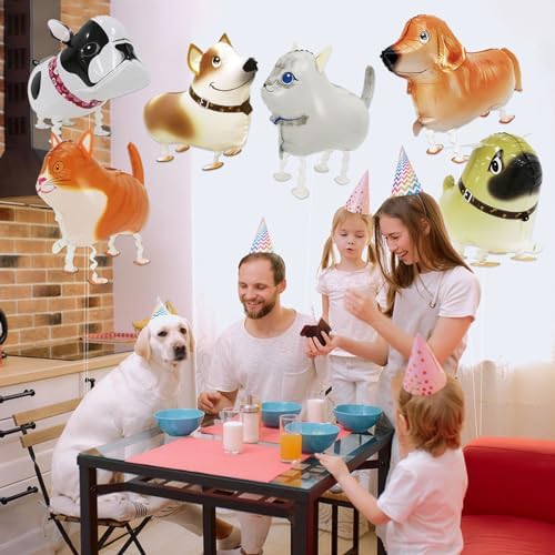 6 Pcs Dog Cat Walking Balloons Party Decorations