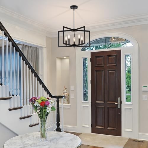 Modern Industrial Black Chandelier with 5 Lights