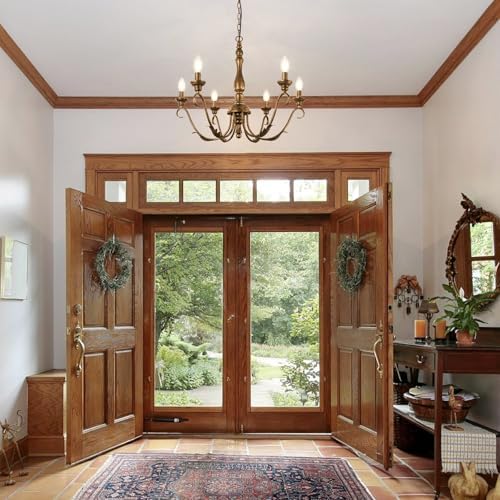 6 Light Farmhouse Chandelier Vintage Gold