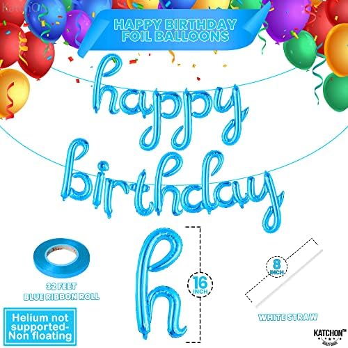 KatchOn Big Blue Number 2 Balloon with Happy Birthday Banner - Pack of 2