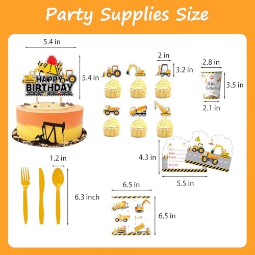 339 PCS Construction Birthday Party Supplies for 20 Guests