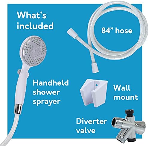 Carex Handheld Shower Head with 84 Hose and Pause Function - White