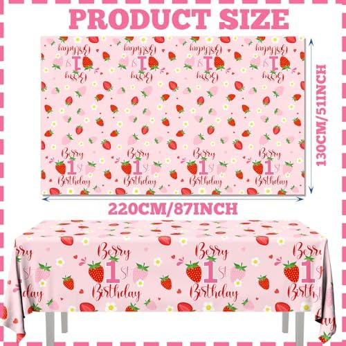 Berry First Birthday Tablecloth Set 3pcs for Girl Baby Shower