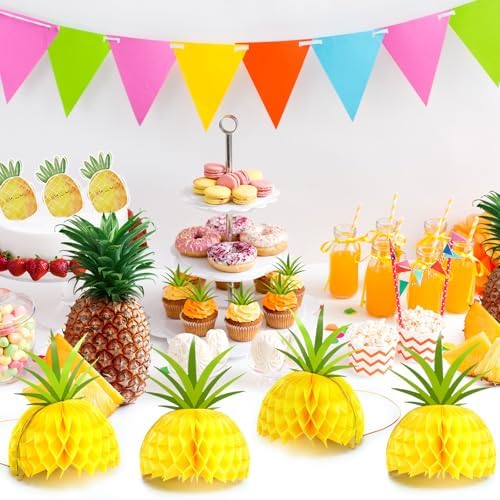 Spiareal 12 Pcs 6 Inch Pineapple Party Hat for Summer Beach Birthday
