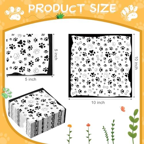 CHENGU 100 Piece Paw Print Napkins 2 Layers