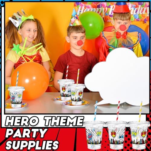 50 Pcs 12 oz Disposable Cups with Lids and Straws for Parties