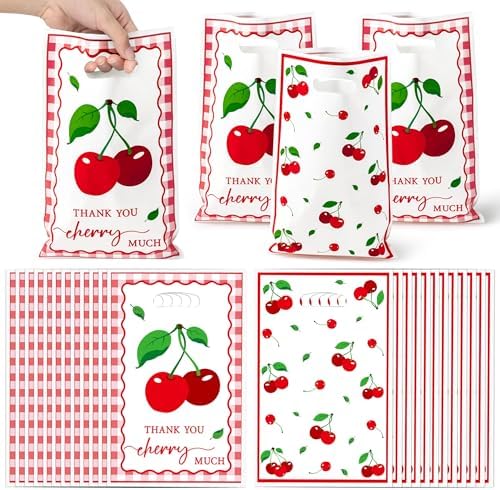 Cherry Party Favor Bags - 50Pcs Red Sweet Cherry Goody Treat Gifts