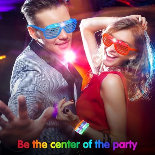 96 Pack LED Party Favors with Light Up Glasses and Glow Bracelets