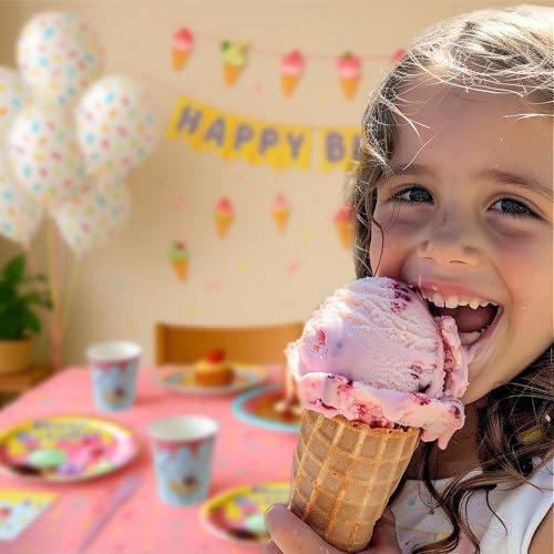 Ice Cream Plates Napkins 100PCS Birthday Party Supplies