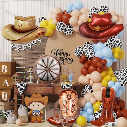 Cowboy Hat Boots Balloons Decor Kit for Birthday Parties
