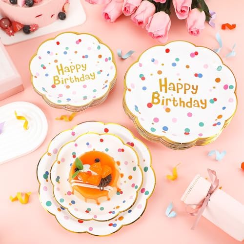 Yungyan 60 Pcs 2 Sizes Happy Birthday Plates
