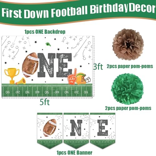 Football 1st Birthday Banner Decorations Set