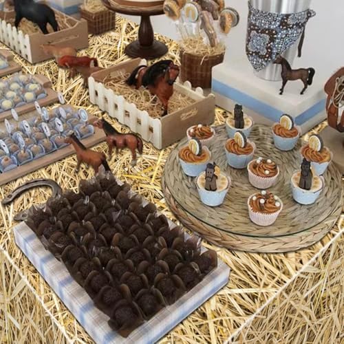 4Pcs Straw Tablecovers Western Farm Theme Party Decorations