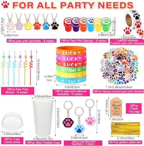 Gejoy 178 Pcs Dog Paw Party Favors Set