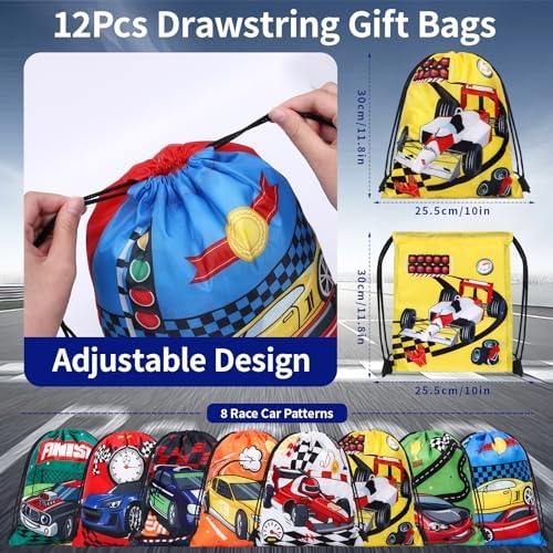 Winrayk Race Car Party Favors with Drawstring Bags and Glow Stickers