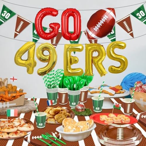GO 49ERS Foil Balloons Banner Football Party Decor