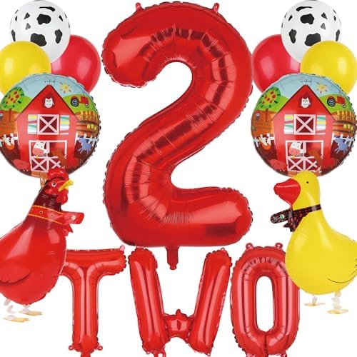 Farm Animal Walking Balloons 2nd Birthday Decor 14 Pcs