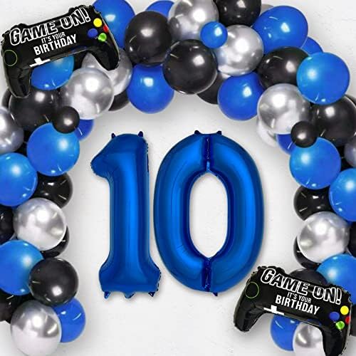 Navy Blue Game On Balloon Set Boys 10th Birthday Decorations